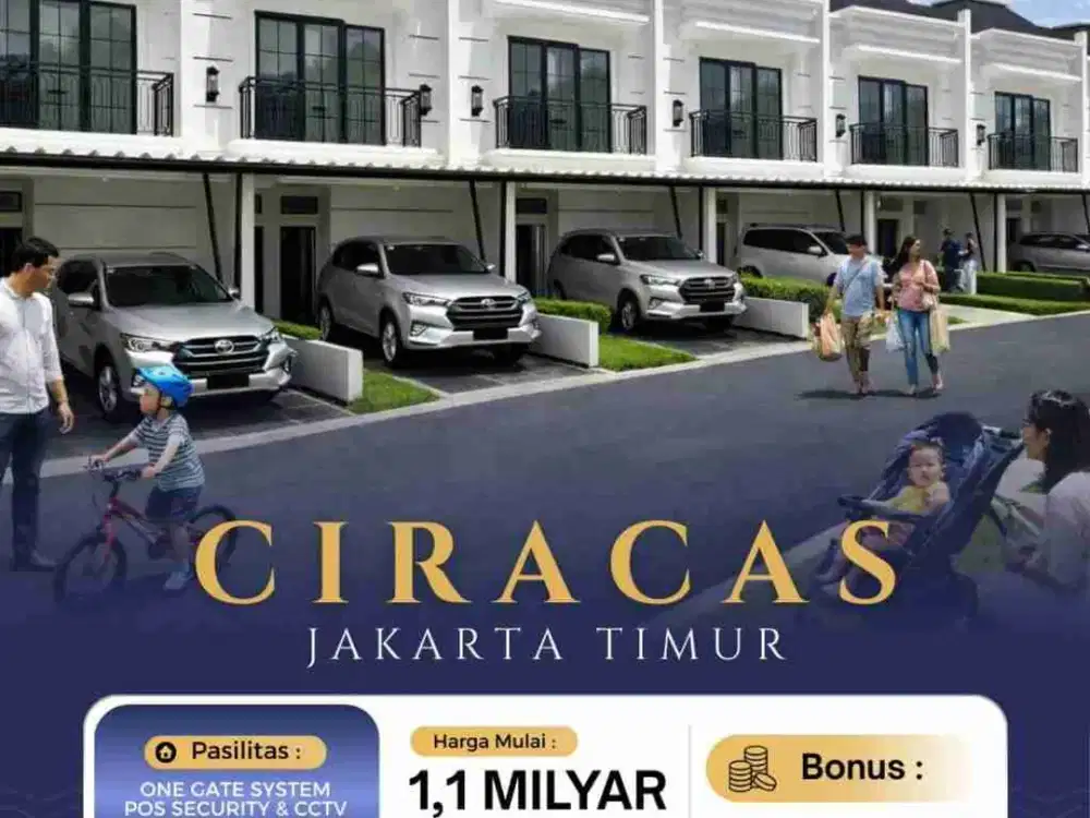Rumah Townhouse Ciracas Dekat LRT Kp.Rambutan, LRT Ciracas, Toll Dlm Kota, TB.Simatupang, Pasar Jaya Ciracas