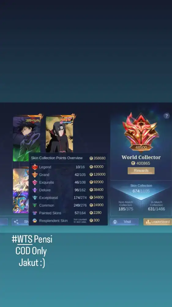 AKUN MLBB MOBILE LEGEND WORLD COLLECTOR