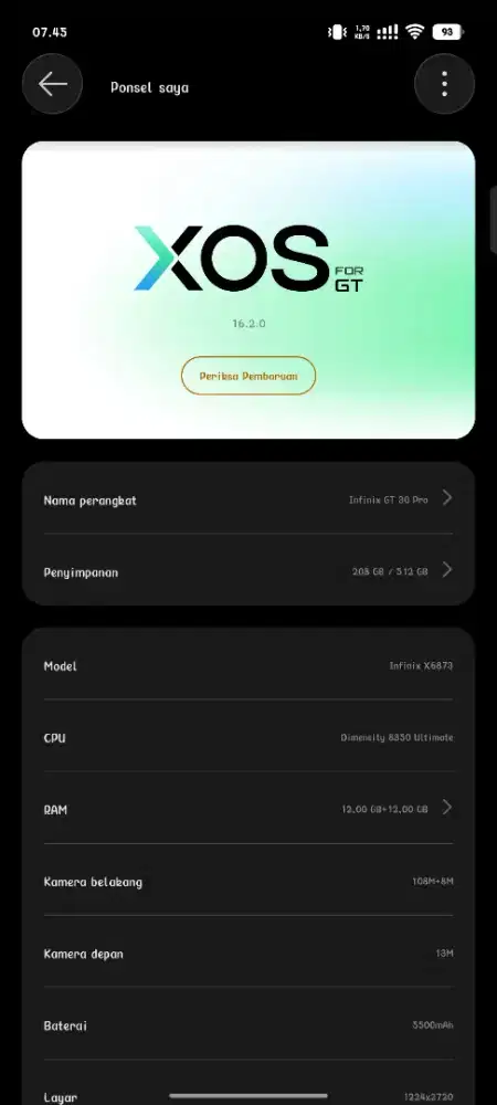 Infinix GT 30 Pro 12/512 dus kecil