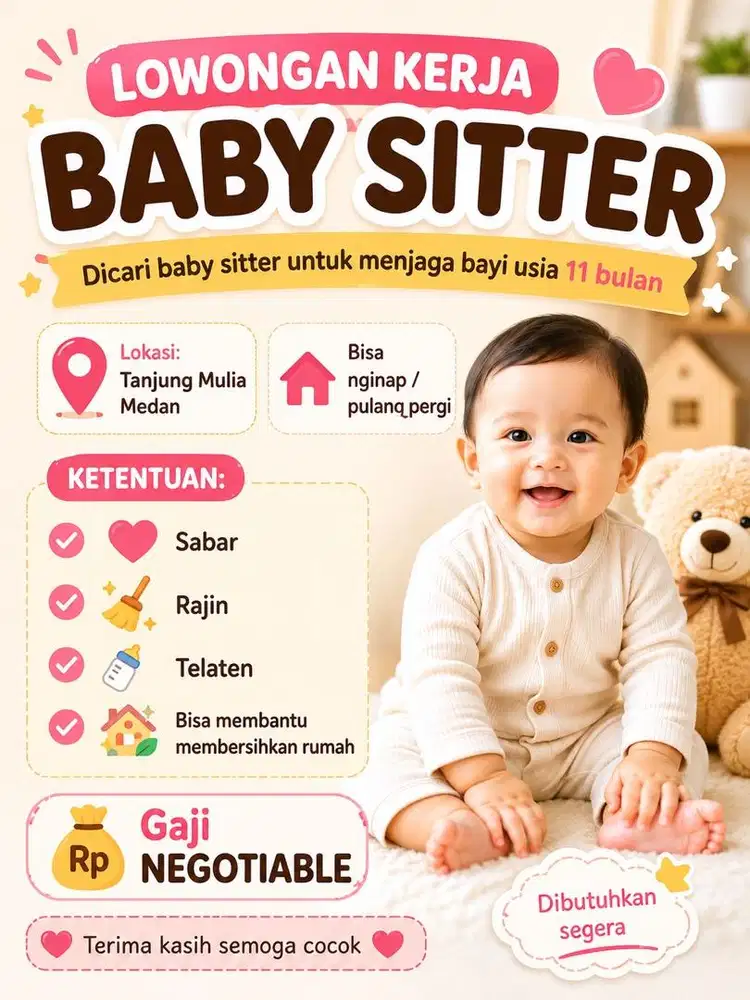 Dicari baby sitter jaga anak