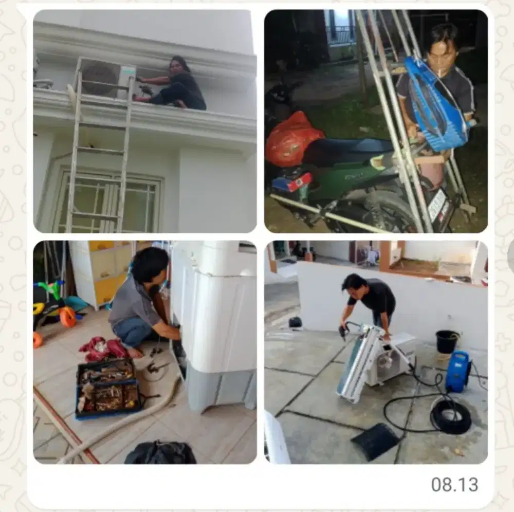 Bongkar pasang AC tambah/isi freon kulkas freezer showcase m.cuci