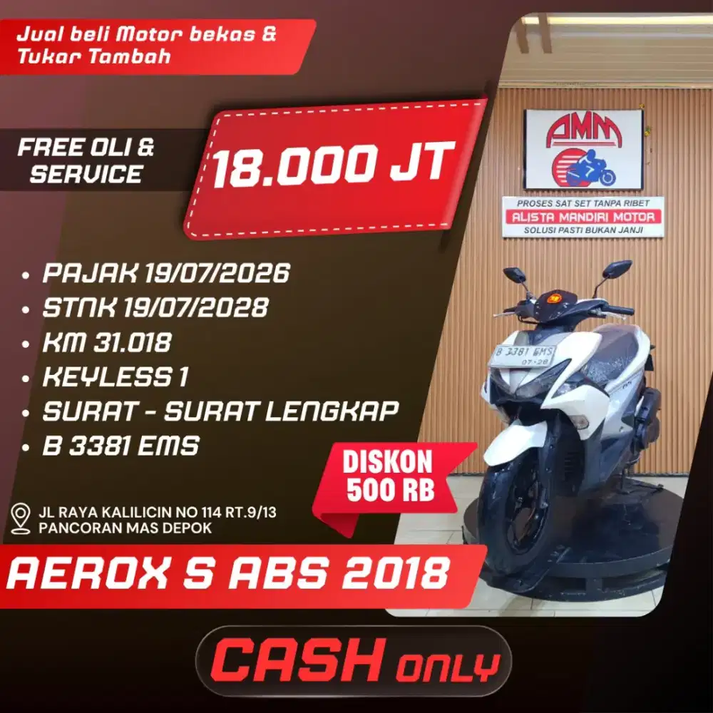 AEROX S ABS 2018 PAJAK HIDUP CASH ONLY ALISTA