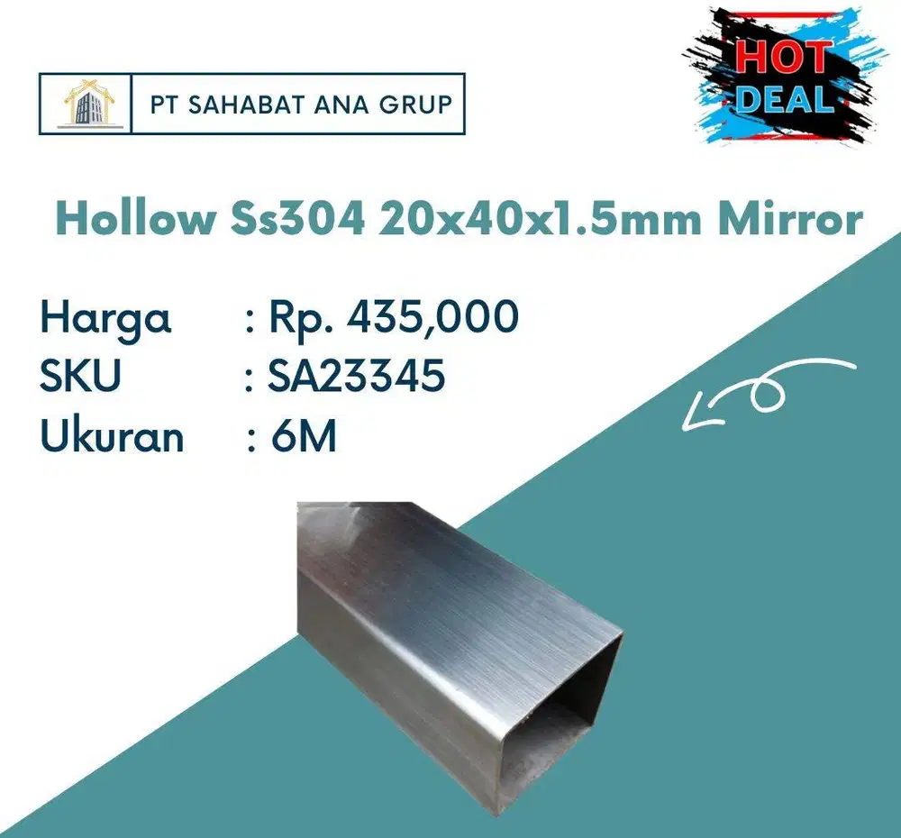 Hollow Ss304 20x40x1.5mm Mirror