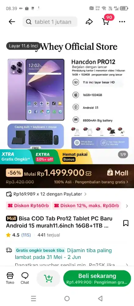 Jual tablet bekas