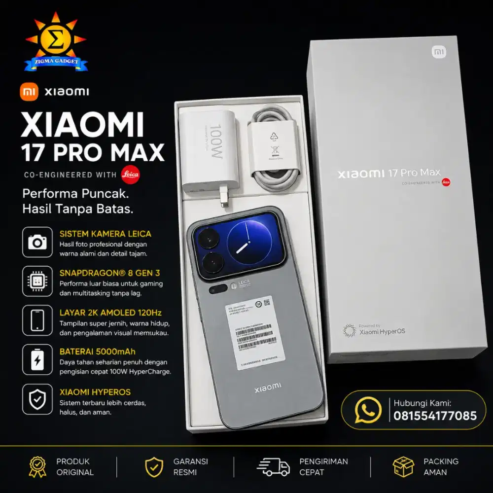 Xiaomi 17 Pro Max 5G 16/512 Bea Cukai Mulus Fullset Ori