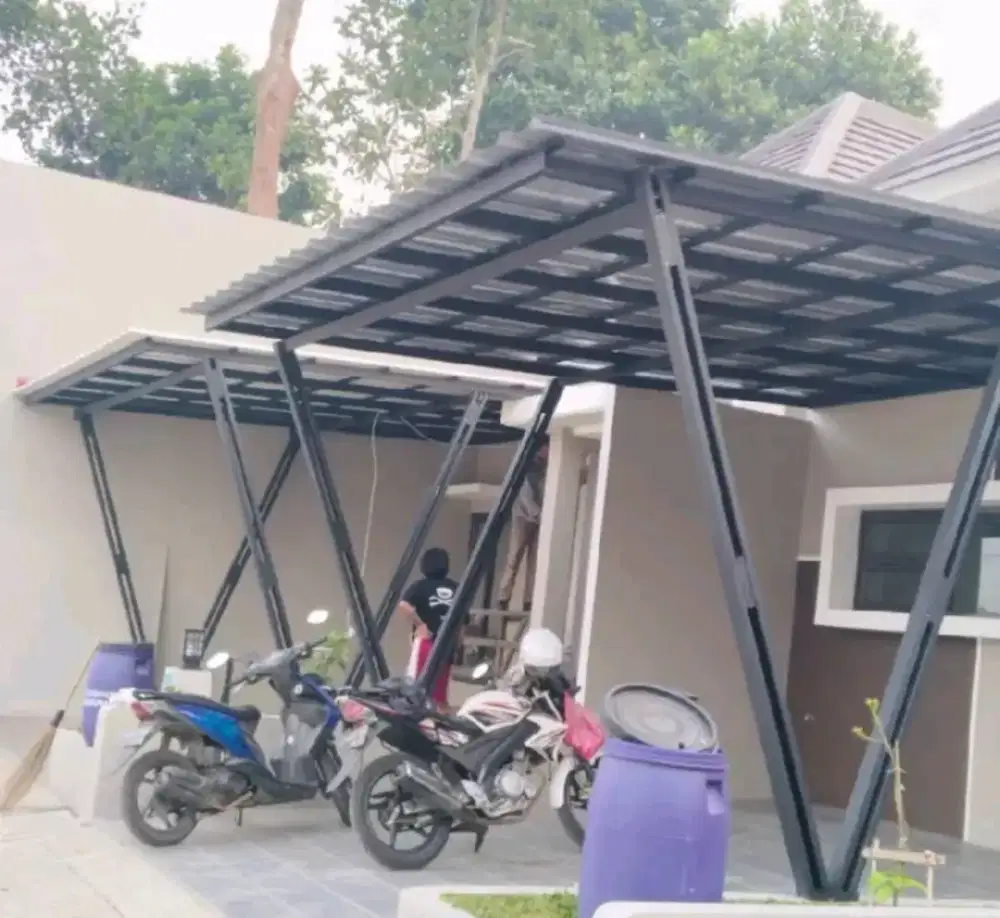 Karnopi teras rumah iyup iyupan rangka baja ringan atap galvalum