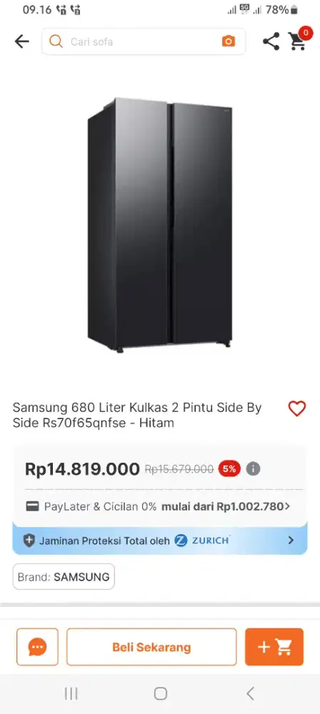 KULKAS SAMSUNG RS70 UKURAN BESAR