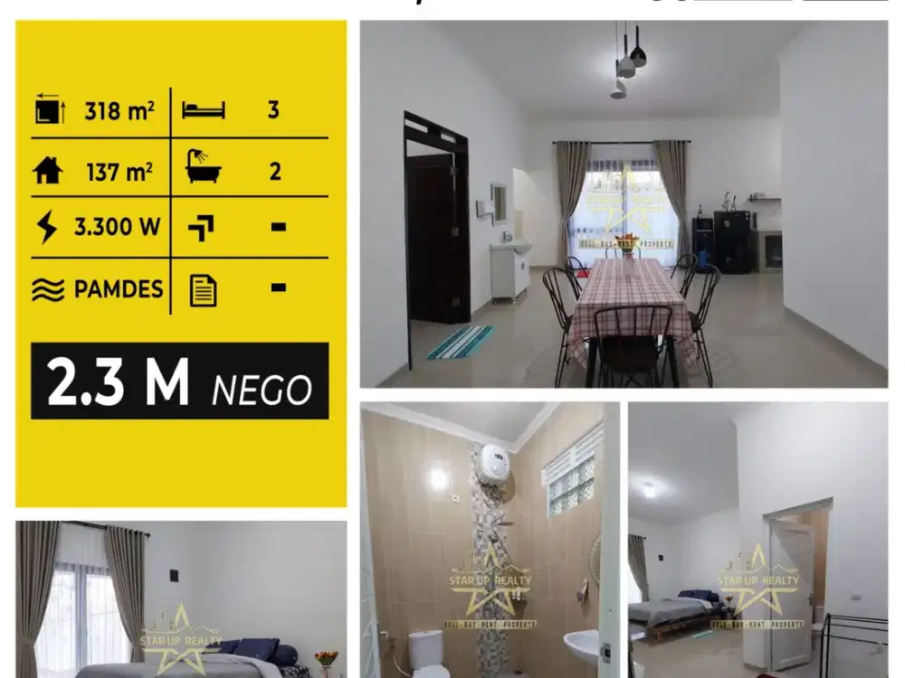 2,3M Dijual Rumah Lembang dekat Pasar Lembang kompleks Kapling Manoko lt 318 lb 137 kt 3 km 2