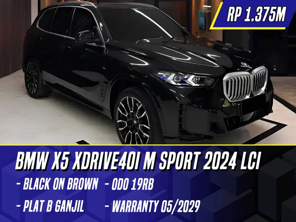 BMW X5 xDrive40i M Sport 2024 G05 LCI Black on Brown Hitam MSport