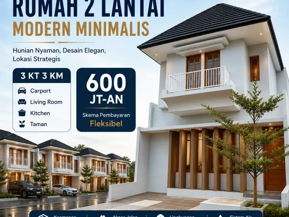 Perumahan 2 lantai dengan 3 kamar tidur di 2 km dari rs dr oen solo baru