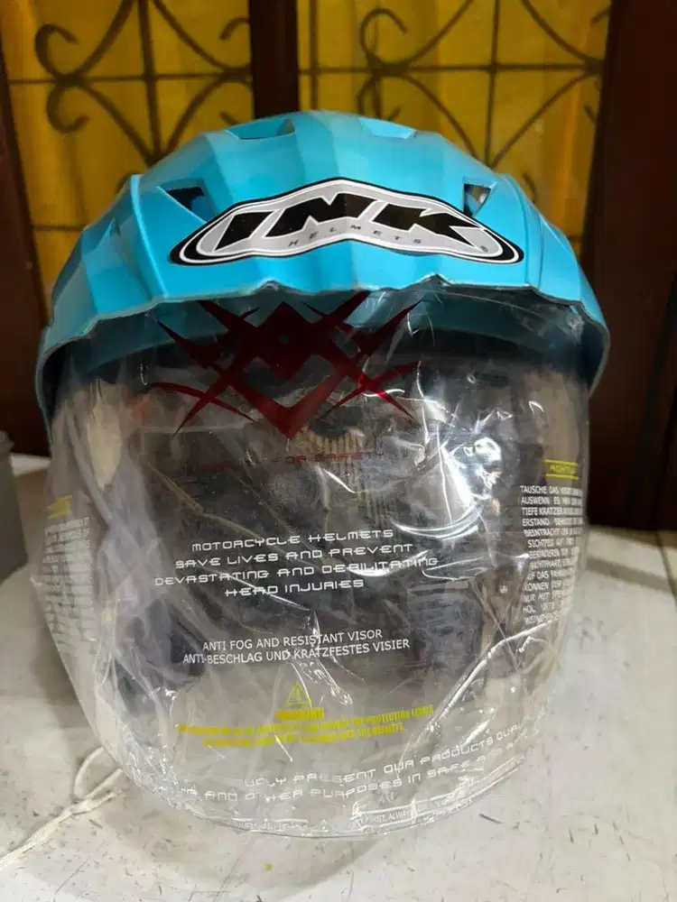 Helm ink half face biru
