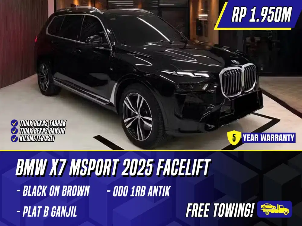 BMW X7 xDrive40i M Sport 2025 NIK 2024 Facelift Black on Brown Hitam