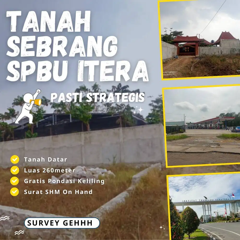 TANAH ITERA DEKAT SUKARAME KEDATON DI DEPAN POM BENSIN DP MURAH