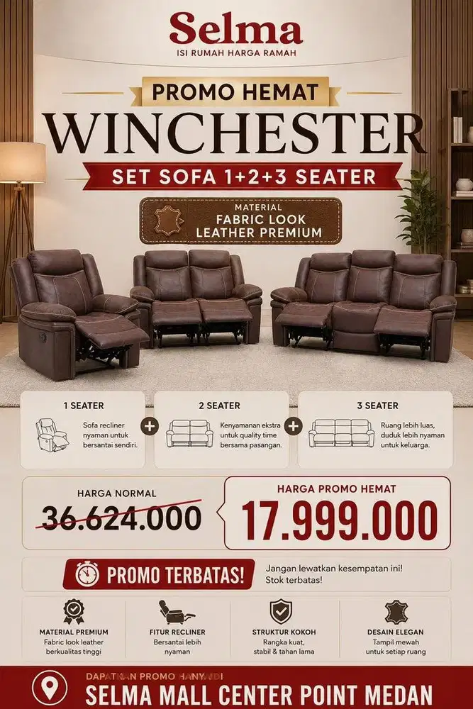 Winchester sofa set recliner brown