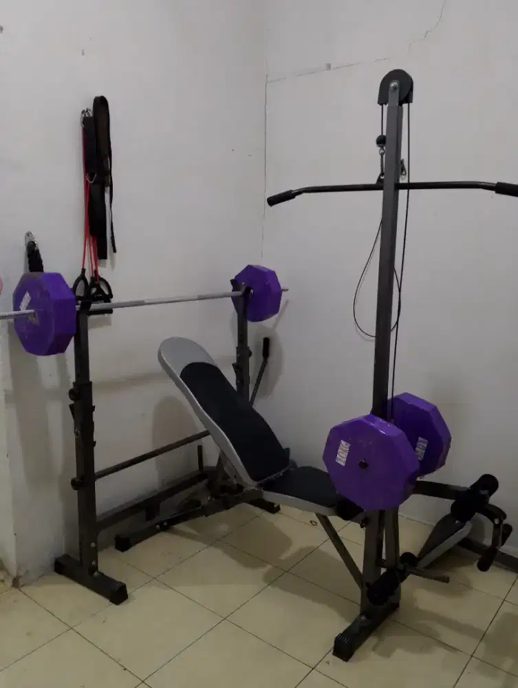 Home Gym Terlengkap Semua variasi bisa dan Beban 40kg+stik 1.6mtr