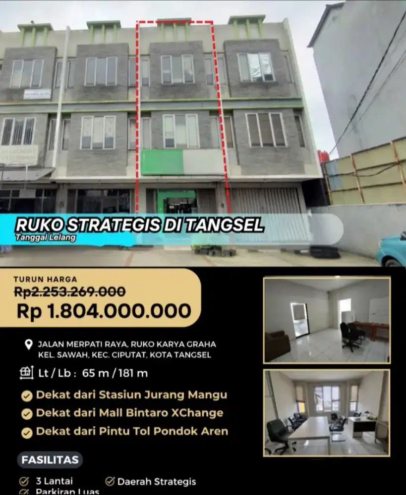 Dijual Ruko Karya Graha Jalan Merpati Raya Ciputat