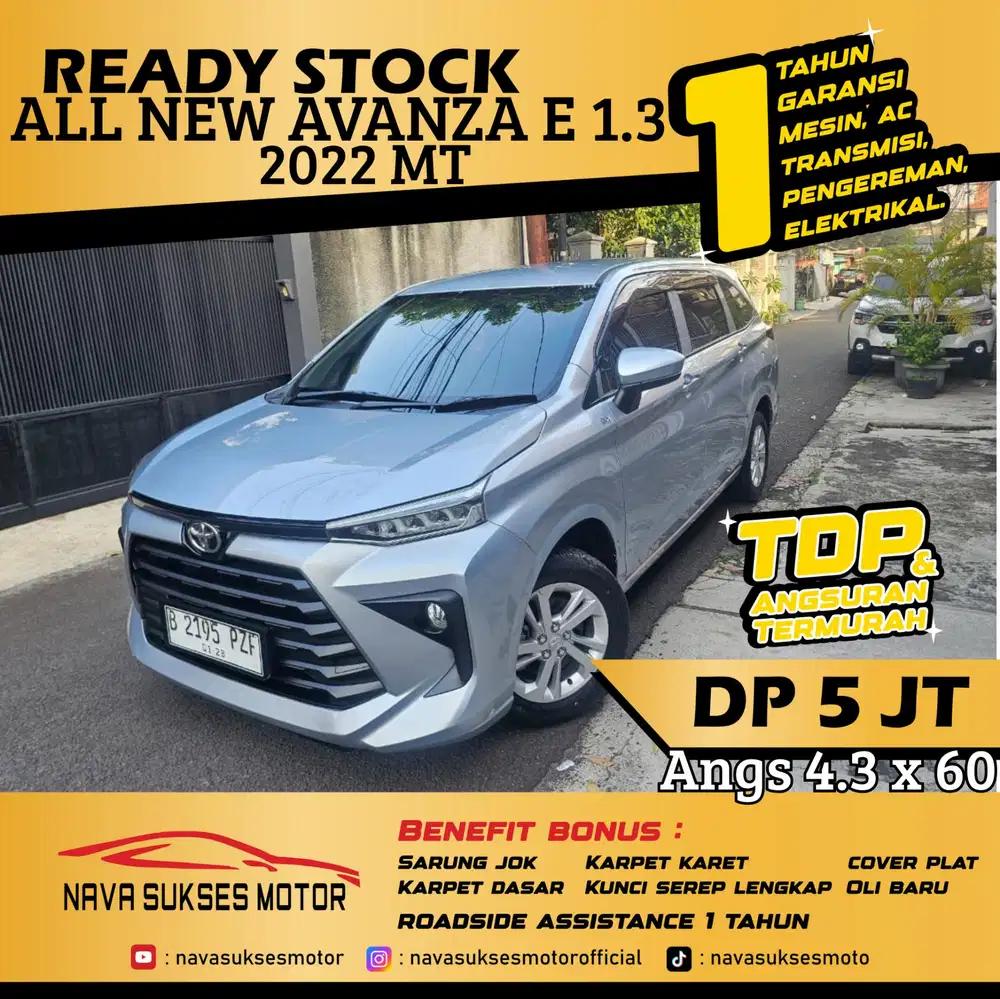 TDP 5 Jt Angs Termurah All New Avanza E 2022 Manual Silver Low Km