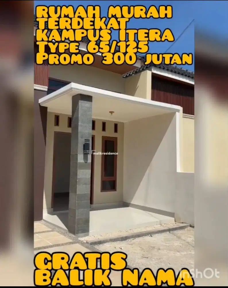 RUMAH TERDEKAT KAMPUS ITERA SUKARAME KEDATON 100 MTR DR JALUR DUA