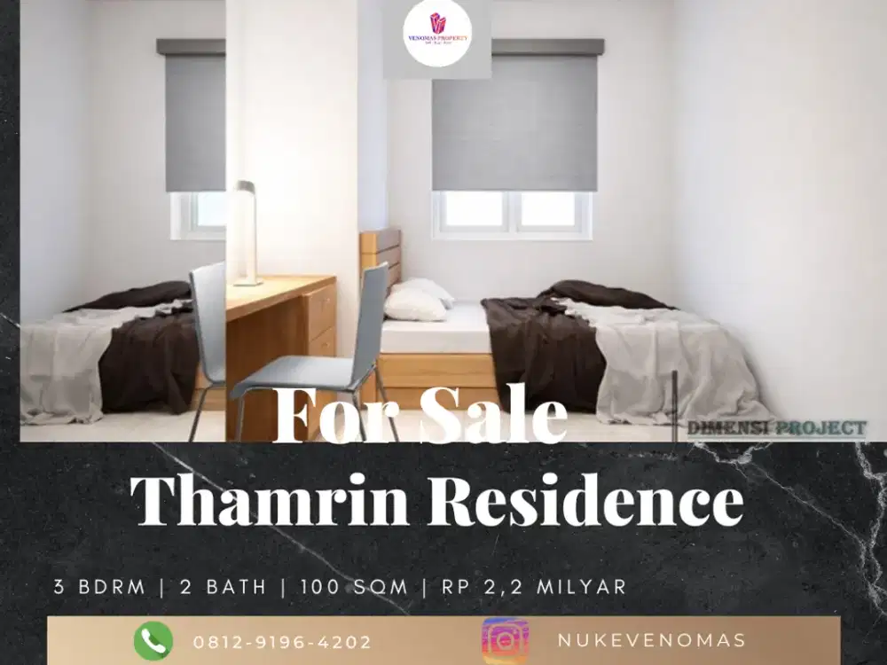Dijual Apartement Thamrin Residence 3BR Full Furnished