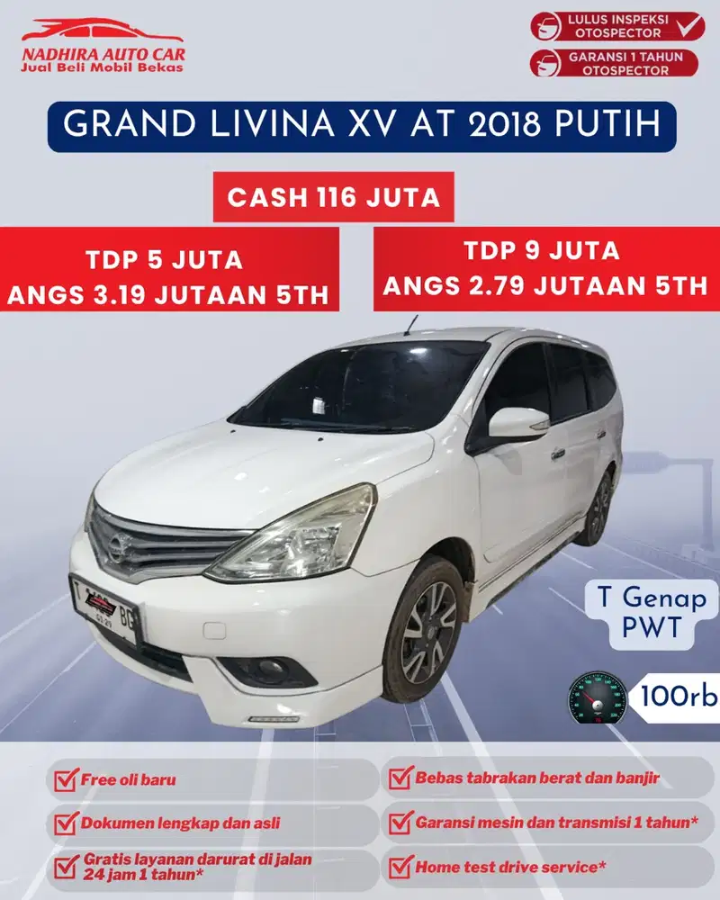 Angsuran 2 Jutaan Grand Livina XV AT 2018 Putih