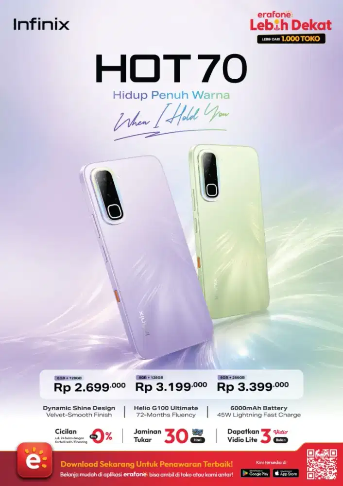 Infinix Hot 70 6/128 Amoled baterai besar Bisa cicilan bunga 0%