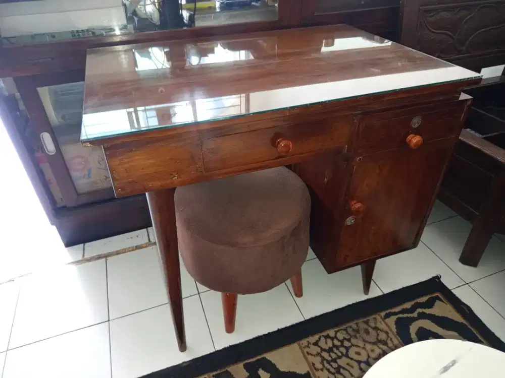 Restore meja jati kaki jengki design klasik