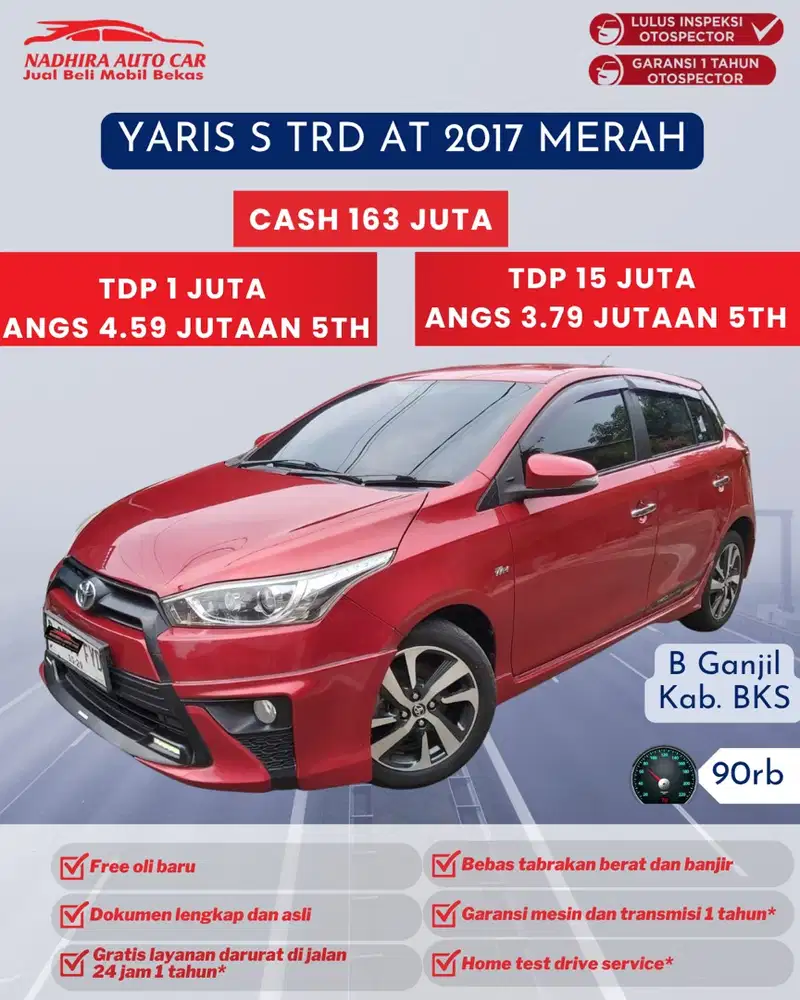 DP 1 Juta Yaris S TRD AT 2017 Merah
