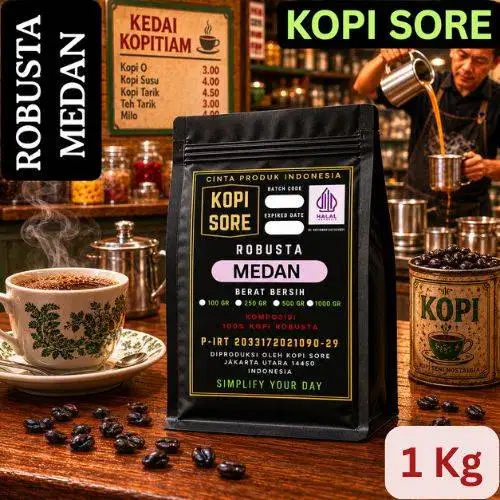ROBUSTA MEDAN - KOPITIAM/KOPI TARIK 1Kg – Pahit Kuat, Cocok Kopi Susu