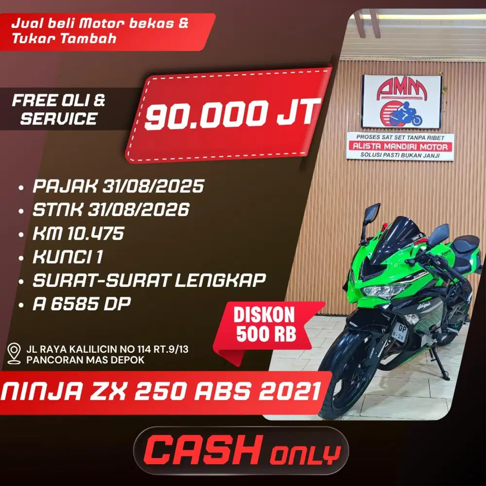 NINJA ZX 250 ABS 2021 KM LOW CASH ONLT ALISTA