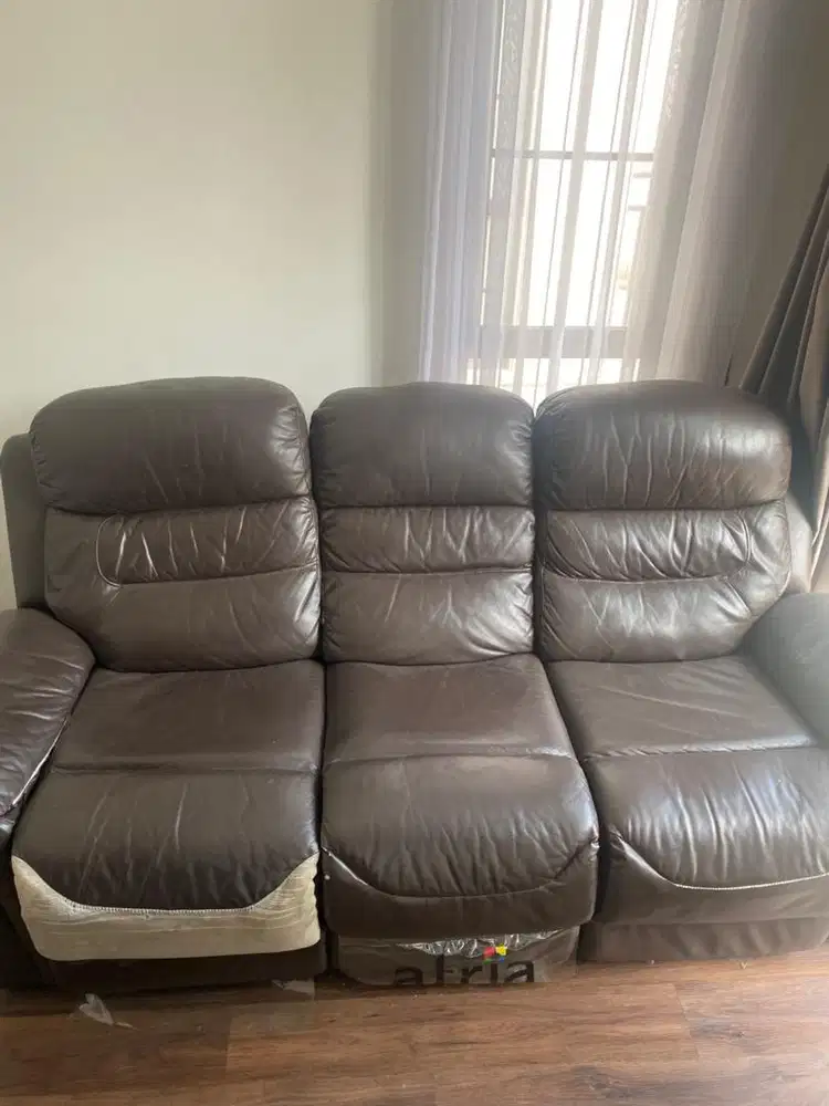 Atria Sofa Recliner 3 Seater Bruno Half Leather Brown