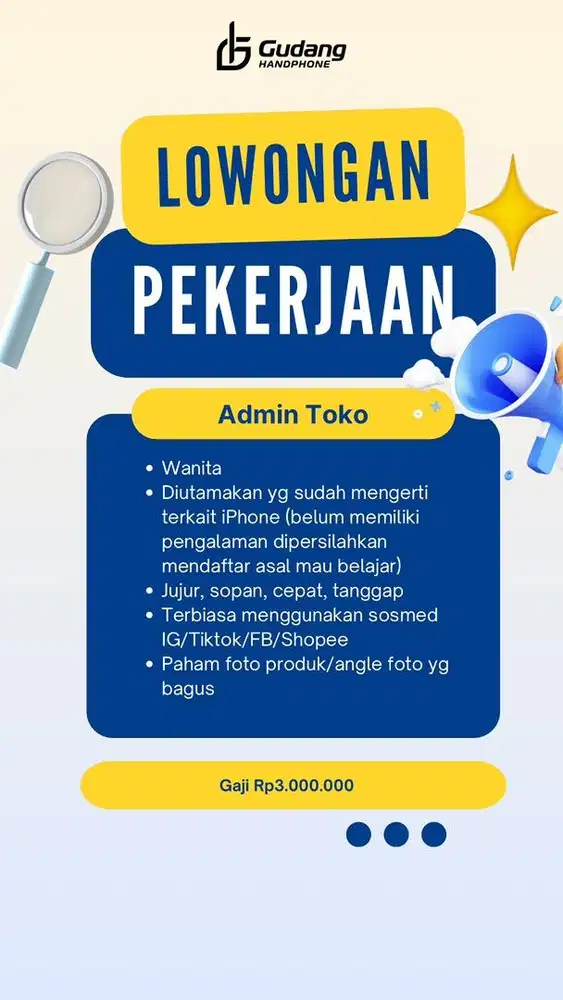 Lowongan Kerja Admin Toko