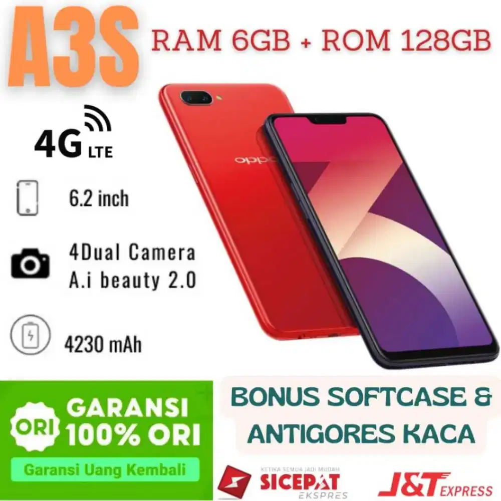CUCI GUDANG! Hp OPPO A3S RAM 6+128GB 4G LTE Garansi.