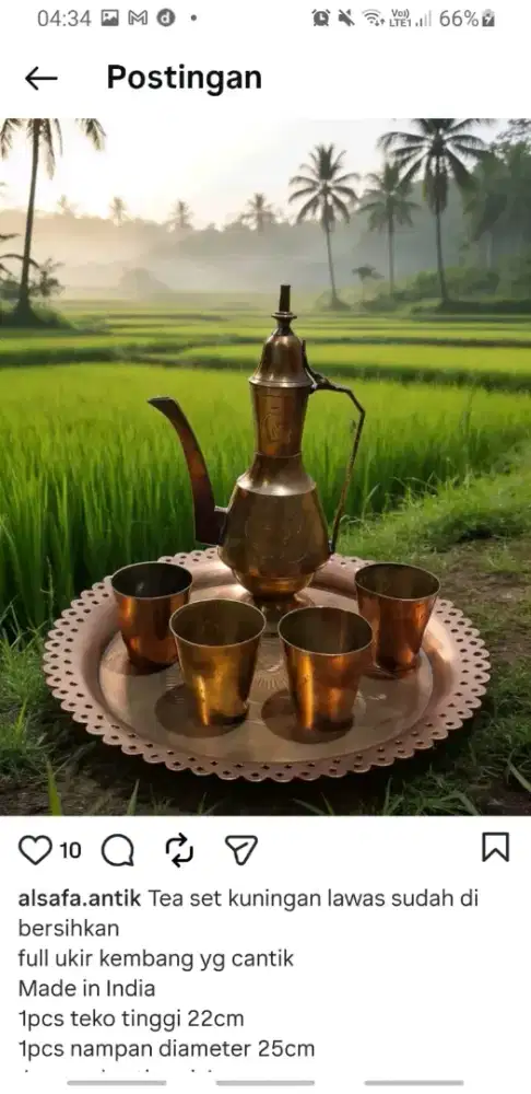 Tea set kuningan lawas plus nampan