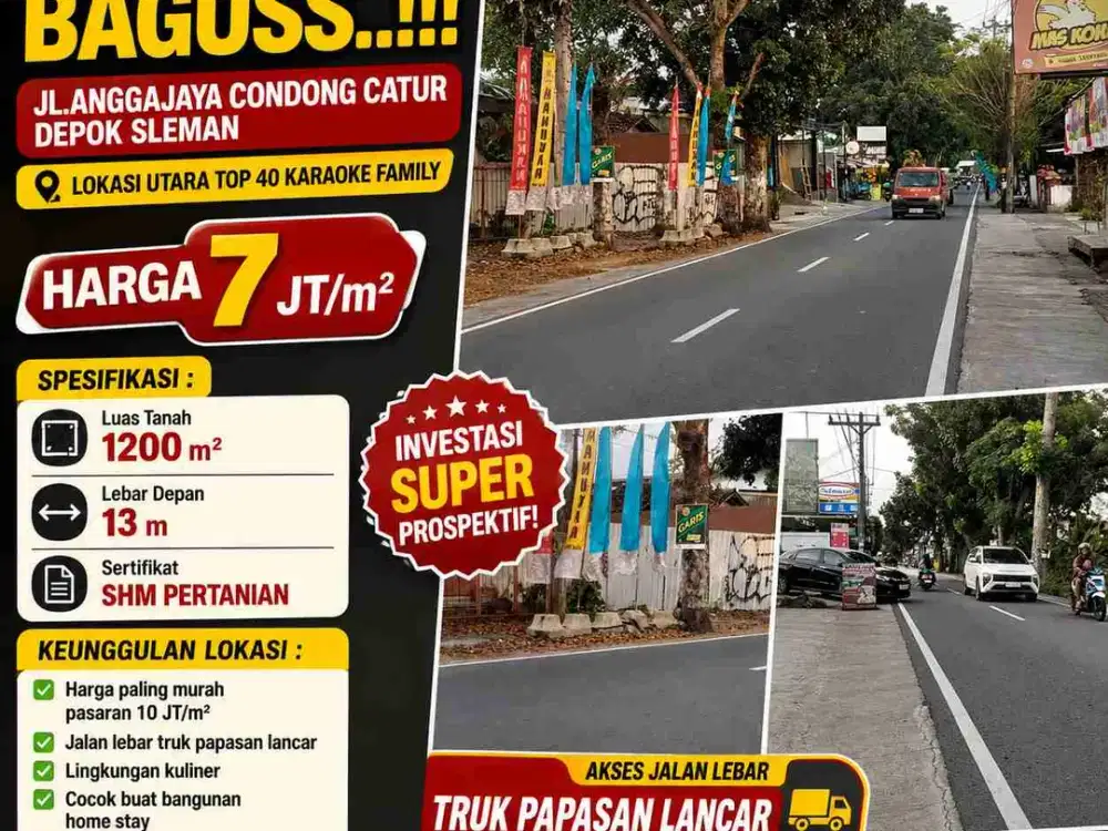 Tanah Strategis Jl. Anggajaya Condongcatur, 1.200 m², Cocok Homestay & Komersial