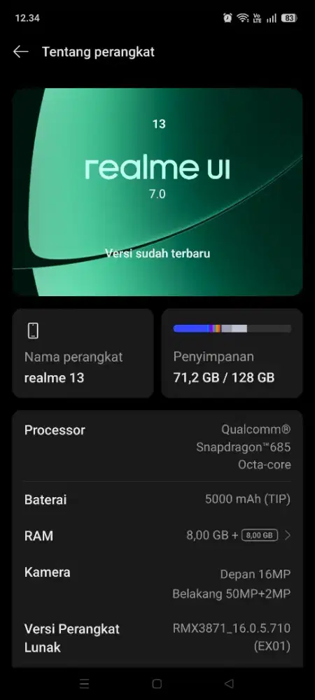 realme 13 ram 8/128 fullset