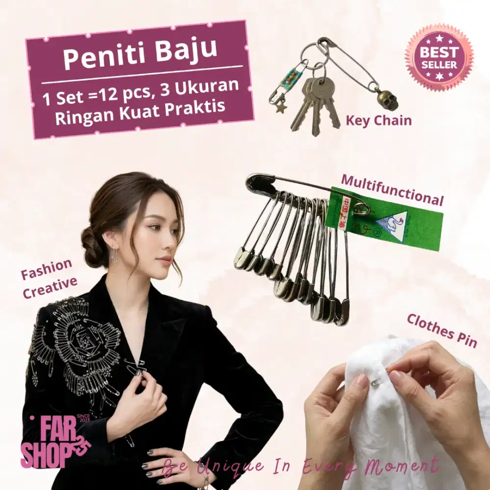 12 pcs Peniti Baju Serbaguna Multifungsi Murah Kuat Praktis 3 ukuran