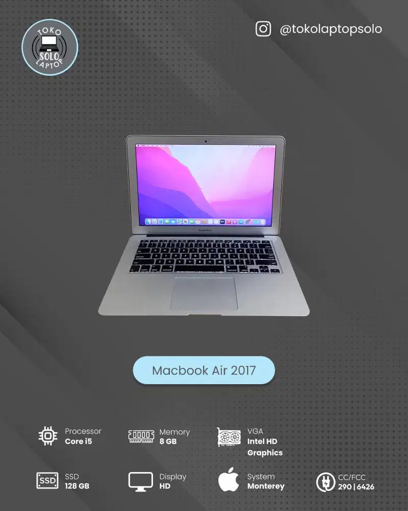 MACBOOK AIR 2017 INTEL CORE I5 Ram 8GB SSD 128GB