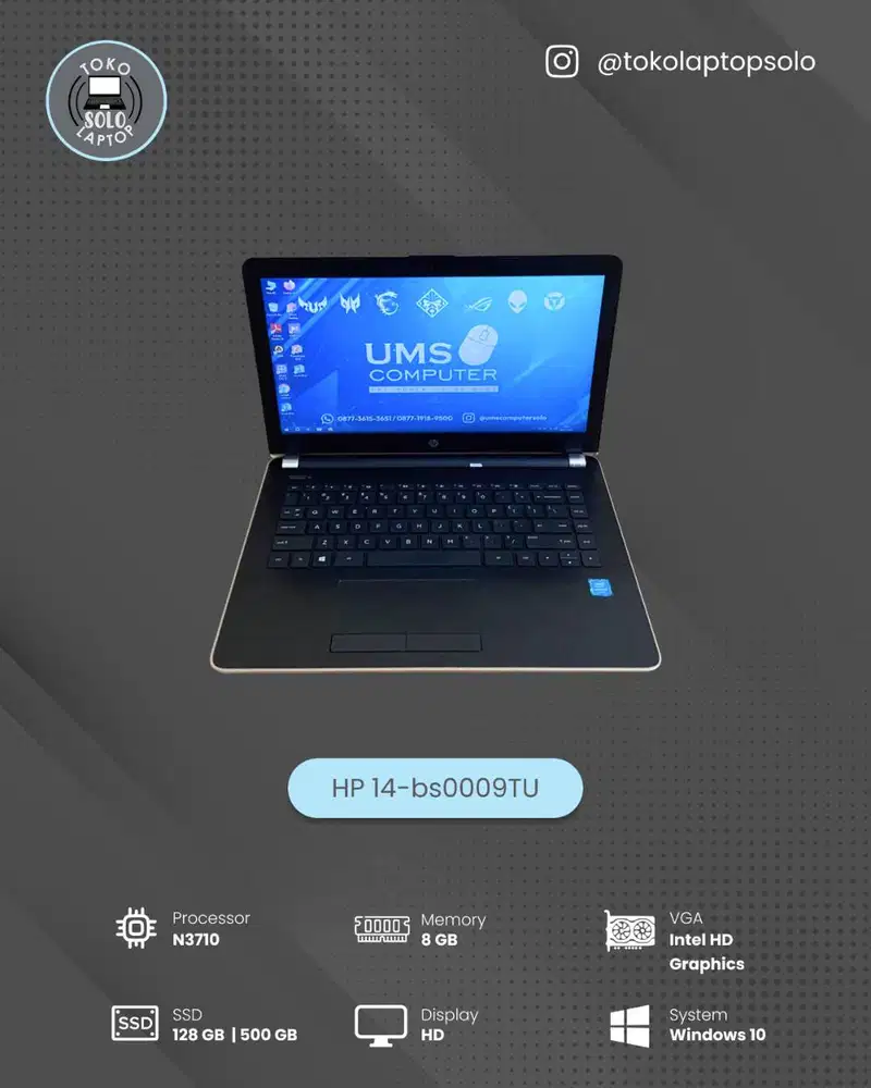 HP 14 BS0009TU INTEL CELERON N3710 Ram 8GB SSD 128GB HDD 500GB