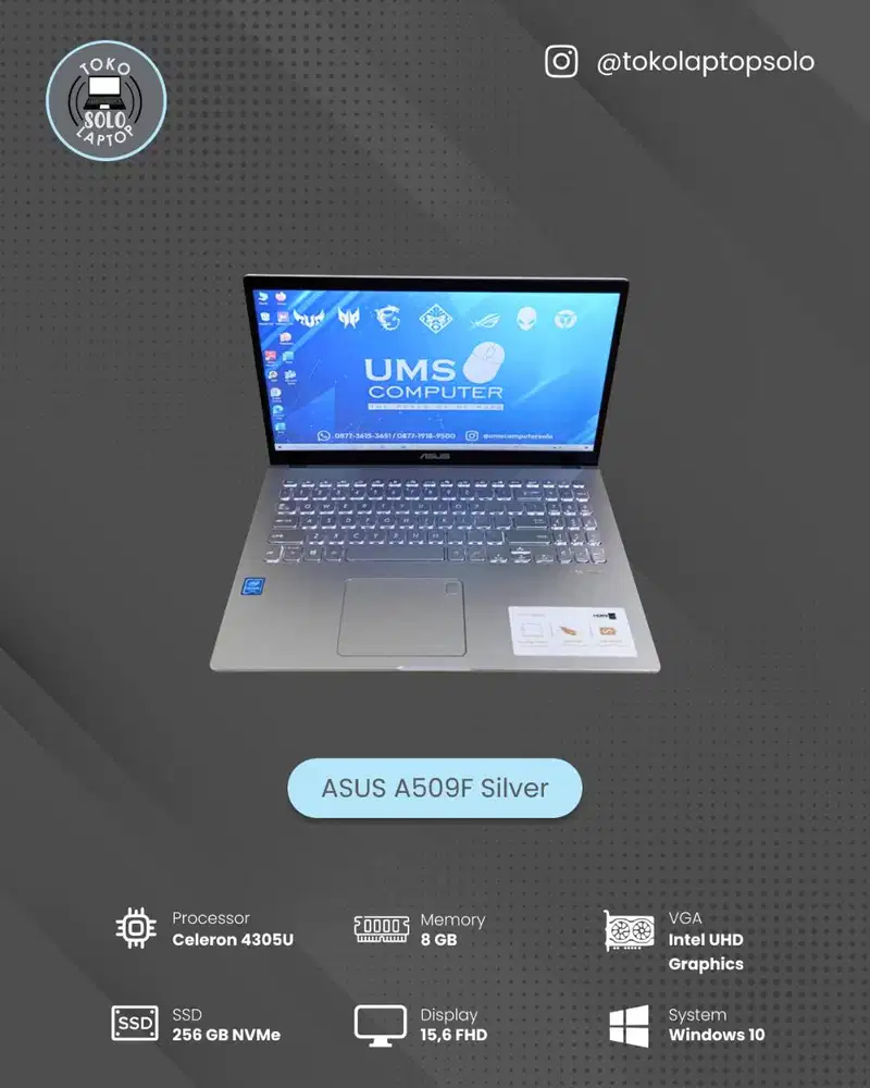 ASUS A509F CELERON 4305U Ram 8GB SSD 256GB FHD