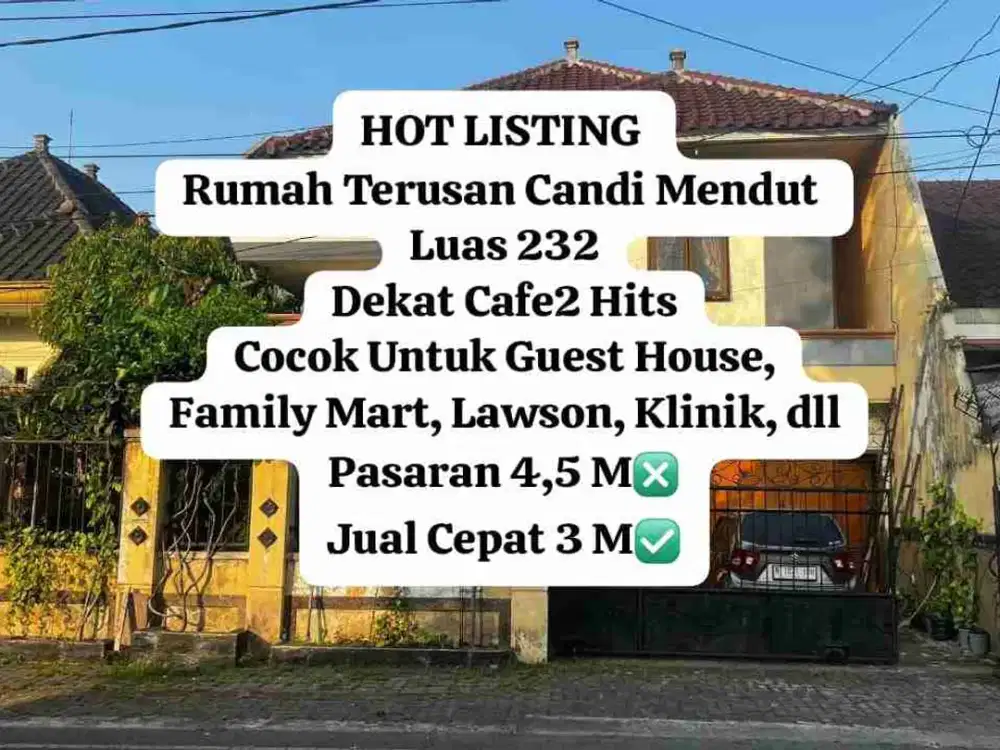 Dijual Rumah Terusan Candi Mendut Suhat Malang Kota