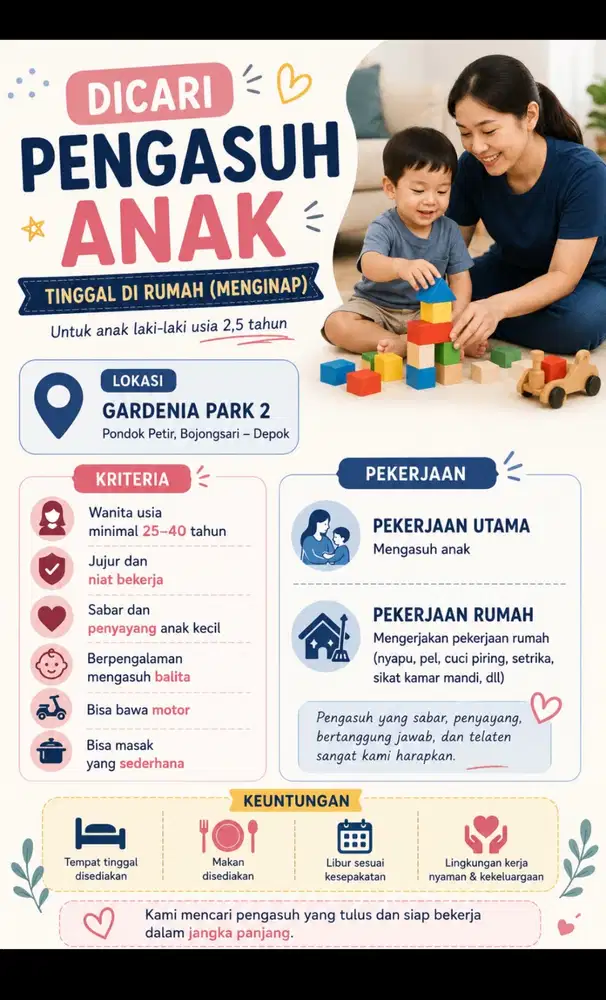 pengasuh anak 2,5 tahun pondok petir bojongsari