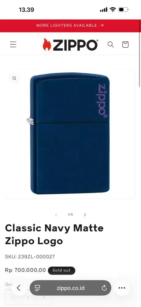 ZIPPO CLASSIC NAVY MATTE ZIPPO LOGO