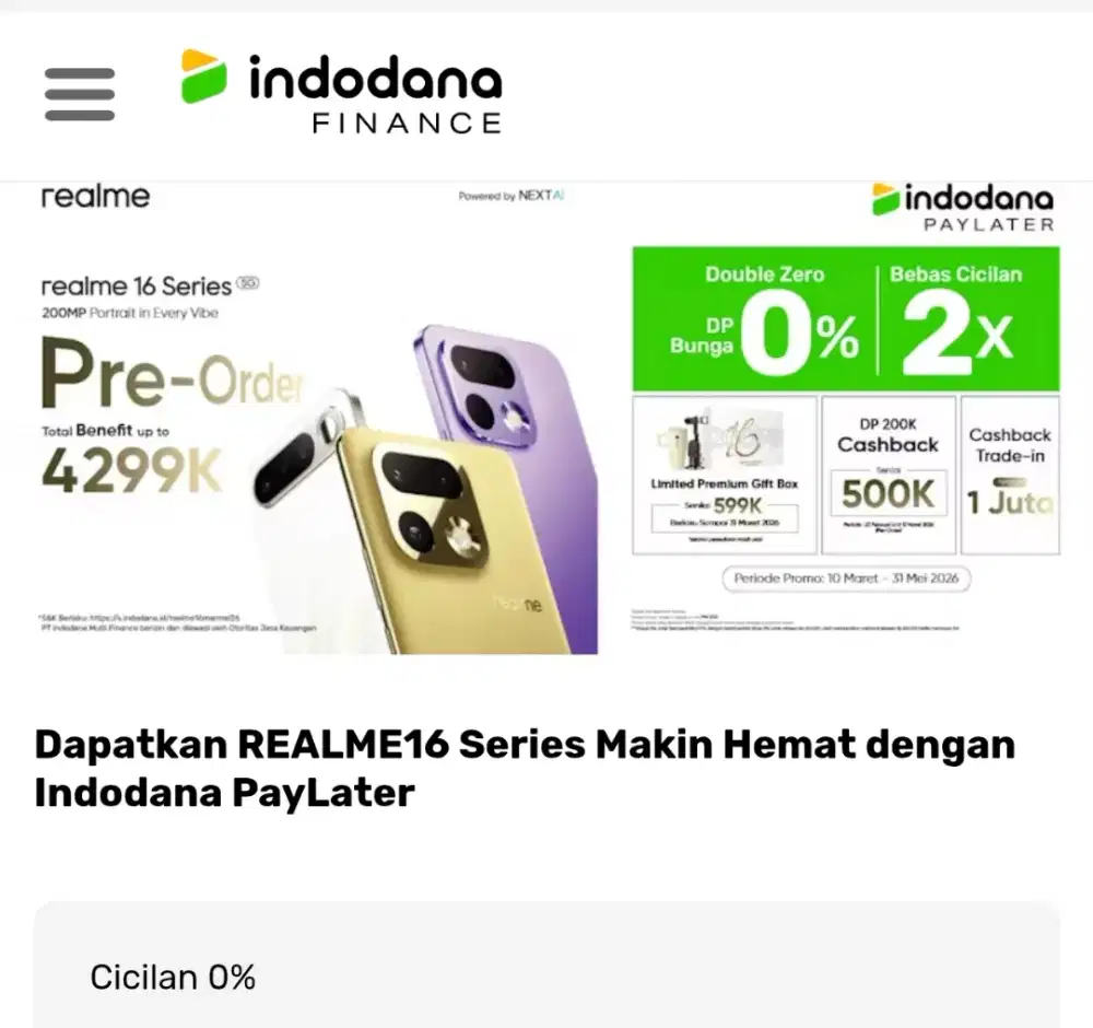 PROMO INDODANA 0% UTK PO