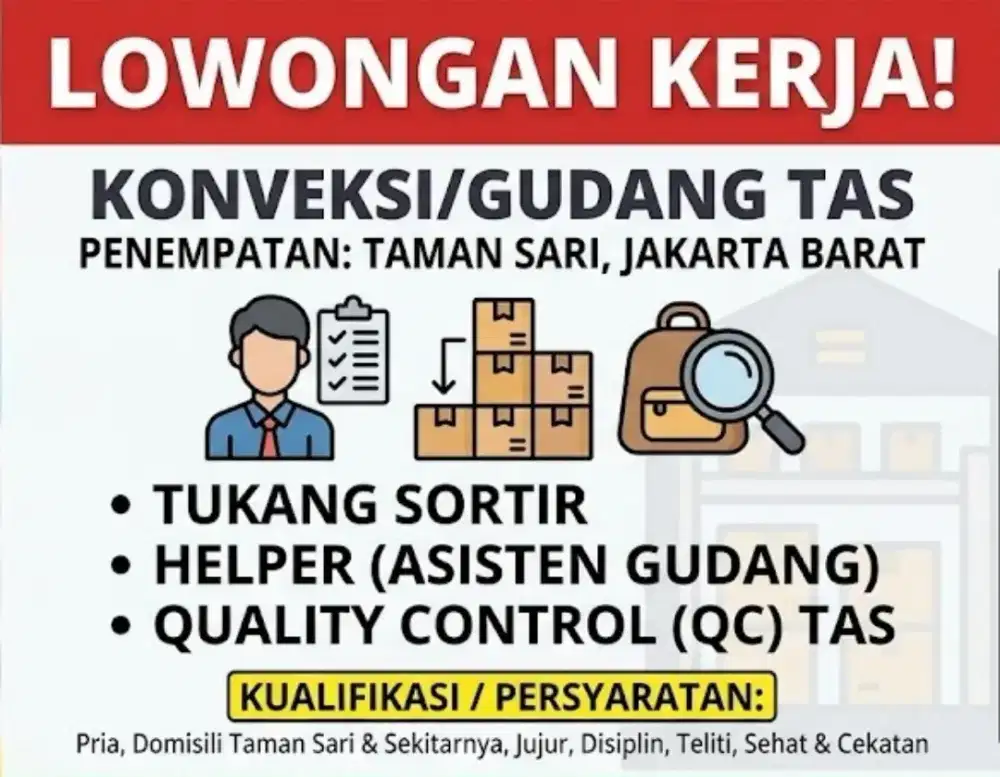 Lowongan Kerja Konveksi Tas