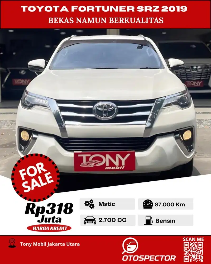 Toyota Fortuner SRZ Bensin AT 2019 Putih