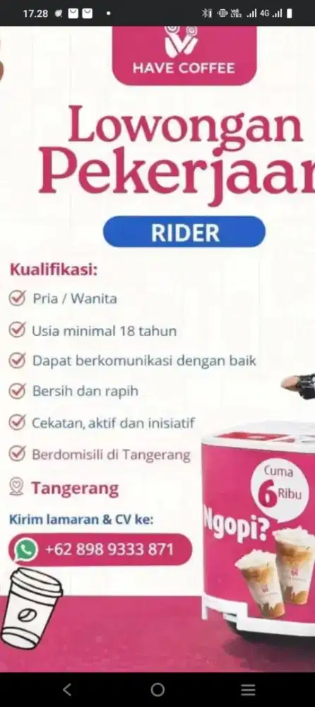 Dibutuhkan rider have coffee