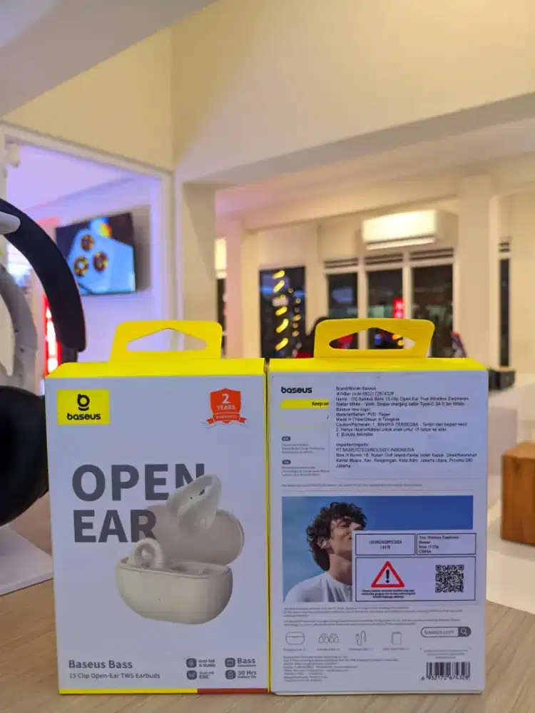 HF TWS Baseus Bass 15 Clip Open Ear White