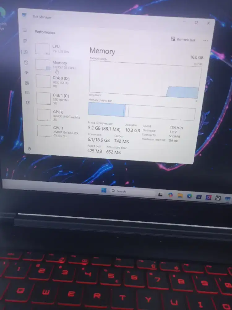 MSI GF63 thin 11uc core i5-11400h ram16GB SSD512GB+500GB