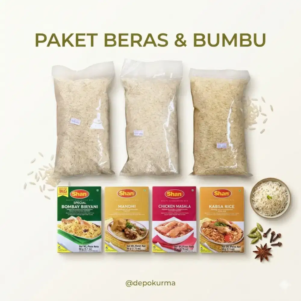 Paket beras basmati dan bumbu shan
