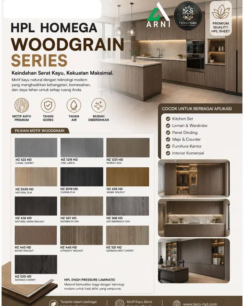 HPL Homega Woodgrain Series Premium | HPL Motif Serat Kayu Natural unt